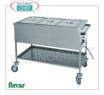 FORCAR - Technochef, Carro Seco Caliente, Mod.CTS1757 Carro térmico seco en acero inoxidable, FORCAR, con depósito para 1 recipiente Gastro-Norm 1/1, h 200 mm (excluido) y estante inferior, termostato regulable +30°/+90°C, V.230/1, Kw. 1,00, dim.mm.560x650x850h