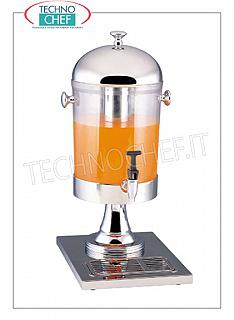 Dispensadores de jugos y bebidas (buffet) DISPENSADOR DE BEBIDAS en acero inoxidable con recipiente transparente de 8 l, completo con grifo dispensador, REFRIGERADO con TUBO CENTRAL que contiene HIELO, dim.mm.270x220x580h