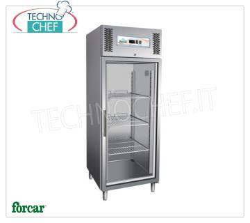 Forcar - Armario Congelador 1 puerta, lt.650, Ventilado, Eco, Temp.-18°/-22°C, Clase D, mod.G-GN650BTG Congelador-Congelador 1 puerta de vidrio, Profesional, Línea ECO, estructura de acero inoxidable, lt.650, Temp.-18°/-22°C, Ventilado, Gas R290, Gastronorm 2/1, Clase D, V.230/ 1 , Kw.0,5, Peso 153 Kg, dim.mm.740x830x2010h