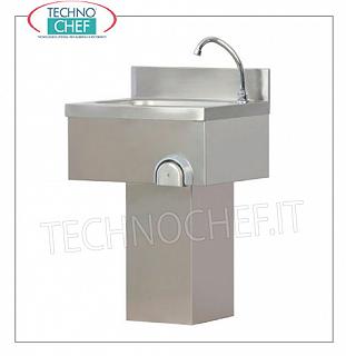 Lavabo de columna con mando de rodilla y grifería temporizada, dim. Dimensiones: 500 x 400 x 800 mm.