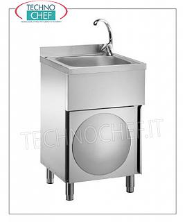 LAVABO con seno de 400x400x250h mm sobre MUEBLE con puerta batiente, dim. Dimensiones: 500 x 500 x 850 cm.