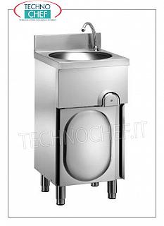 Lavabo sobre mueble con puerta batiente, mando de rodilla con grifo temporizado, dim mm 400x400x850h