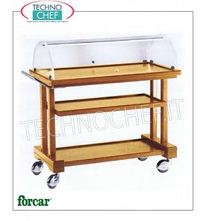 Carruajes de dulces y quesos El hacer compras para pasteles, queso y aperitivos en color nogal o wengé', FORCAR Marca, con una cúpula de media naranja de plexiglás, 3 pisos laminados, GAMA COMPLETA