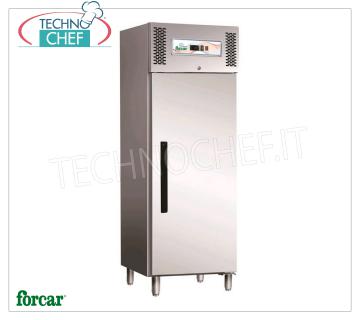 Forcar - Armario Frigorífico 1 Puerta, lt.537, Ventilado, Temp.-2°/+8°C, Clase C, mod.G-ECV600TN Armario Frigorífico 1 Puerta, INOX 430 Profesional, lt.537, Temp.-2°/+8°C, ECOLÓGICO en Clase C, Gas R290, Ventilado, Gastronorm 2/1, V.230/1, Kw.0,255, Peso 135 Kg, dim.mm.680x800x2010h