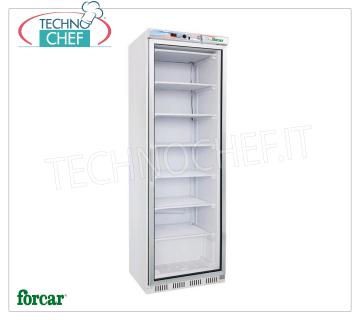 Forcar - Mueble Congelador-Congelador, ESTÁTICO con ESTANTES FIJOS DE PARRILLA EVAPORADORA, 1 Puerta, ECO, lt.350, Temp.-18°/ -22°C, Clase C, mod.G-EF400G Armario Congelador-Congelador, ESTÁTICO con ESTANTES FIJOS DE REJILLA EVAPORADORA, 1 puerta de cristal, Línea Eco, estructura exterior en chapa, interior en ABS, 350 lt., Temp.-18°/-22°C, Gas R290, Clase C, V .230/1, Kw.0,38, Peso 76 Kg, dim.mm.600x585x1855h