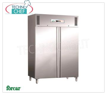 Forcar - Armario 2 Puertas, INOX 304, lt.1325, Ventilado, Temp.-2°/+8°C, Clase C, mod.G-GN1410TN Mueble Frigorífico 2 Puertas, Profesional, Lt.1325, Temp.-2°+8°C, ECOLÓGICO en Clase C, Gas R290, Ventilado, Gastronorm 2/1, V.230/1, Kw.0,32, Peso 195 Kg, dim.mm.1480x830x2010