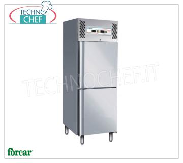 Forcar - Gabinete combinado para refrigerador / congelador, 2 1/2 puertas, ventilado, doble temperatura, modelo G-GNV600DT Frigorífico / congelador combinado de 2 puertas, Profesional, estructura de acero inoxidable, lt.237 + 237, temperatura doble -2 ° / + 8 ° C, -18 ° / -22 ° C, Ventilado, Gas R290, Gastronorm 2 / 1, Kw. 0,25 / 0,3, Peso 150 Kg, dim.mm.680x830x2010h