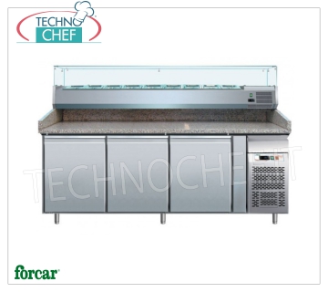 Mostrador refrigerado para pizzas, 3 puertas, fondo 330 mm, dim.mm.2020x800x1445h