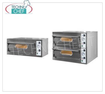 Forni pizza monoblocco elettrici Linea BASIC con piano cottura in refrattario e camera in lamiera 