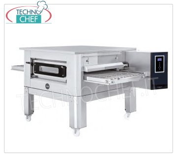 TECHNOCHEF - Horno de pizza de túnel eléctrico con cinta de 800 mm, completo con soporte, Mod.TUNNELC/80 Horno eléctrico de túnel para pizza con cinta de malla de acero inoxidable de 800 mm de ancho, cocción ventilada, rendimiento máximo 120 pizzas/hora, completo con base de soporte con ruedas, Peso bruto 505 kg, V.400/3+ N, Kw.24,4, Peso 505 Kg , dim.mm.2250x1560x600h