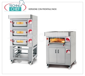 Horno eléctrico modular para pizzas, línea CL CLASSIC, sala totalmente refractaria para 6 pizzas Horno de pizza eléctrico MODULAR, para 6 pizzas diam. 300 mm, versión con PANEL FRONTAL DE ACERO INOXIDABLE, SALA COMPLETAMENTE REFRACTARIA mm 600x900x170h, V.400 / 3, Kw.7,2, Peso 175 Kg, dimensiones externas 1000x1260x400h mm