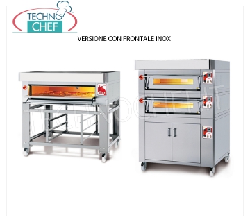 Horno de pizza eléctrico modular, línea EURO CLASSIC, cámara completamente refractaria para 9 pizzas Horno de pizza eléctrico MODULAR, para 9 pizzas diam. 300 mm, versión con PANEL FRONTAL DE ACERO INOXIDABLE, CÁMARA TOTALMENTE REFRACTARIA de 930x930x170h, V.400 / 3, Kw.9,5, Peso 200 Kg, dimensiones externas 1320x1260x400h mm
