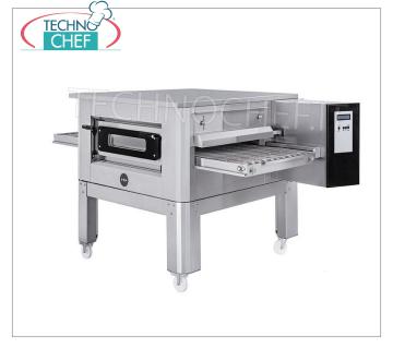 TECHNOCHEF - Horno de gas para túnel de pizza con cinta de 500 mm, completo con soporte, Mod. TUNNELC / 50GAS Horno de pizza para túnel de gas con correa de malla de acero inoxidable de 500 mm de ancho, cocción ventilada, rendimiento máximo de 32 pizzas / hora, completo con soporte base, energía térmica Kw 20.1, V.230 / 1, peso bruto Kg 338, dim.mm .1860x1200x500h