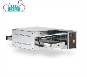 TECHNOCHEF - Horno de pizza eléctrico de túnel con cinta de 830 mm de ancho, rendimiento 125/238 pizzas/hora, Mod.TCC Horno de túnel eléctrico estático con cinta de malla de acero inoxidable de 830 mm de ancho, cámara de cocción 870x1500x110h mm, V.400/3, Kw 34,00, Peso 233 Kg, dimensiones exteriores 1420x2470x410h mm