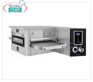 TECHNOCHEF - Horno para pizza de túnel a gas con cinta de 400 mm de ancho, Mod.TUNNELC/40GAS Horno de pizza de túnel a gas con cinta de malla de acero inoxidable de 400 mm de ancho, cocción ventilada, rendimiento máximo 26 pizzas/hora, Potencia Térmica Kw 10,4, V.230/1, Peso bruto Kg 190, dim.mm.1425x1015x450h