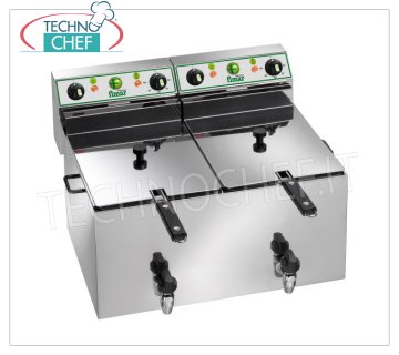 Fimar - FREIDORA ELÉCTRICA CON GRIFO, 2 tanques de 12 + 12 lt, Modelo FR1010R FREIDORA ELÉCTRICA, 2 tanques de 12 + 12 litros equipados con grifo de drenaje, V.400 / 3 + N, Kw.6,00 + 6,00, Peso 19,5 Kg, dim.mm.565x530x365h