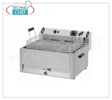 Freidora eléctrica para pastelería de 16 lt, Mod. FPR16, Freidora Eléctrica para Pasteles, Tanque Simple, Capacidad 16 Lt, Producción por hora: 15 Kg/h, 9000 W, 380 V, kg 15,8, dim. milímetro 535x435x395h