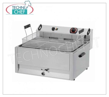 Freidora Eléctrica para Pasteles 30 l, Mod. FPR30, Freidora Eléctrica para Pasteles, Monocuba, Capacidad 30 Lt, Producción horaria: 24 Kg/h, kw 15, 380-400 V, kg 25, dim. milímetro 660x640x415h
