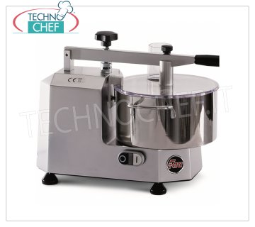 TECHNOCHEF - Cortador profesional con tina de 3, Mod.C1 Cortadora profesional con tanque de acero inoxidable de 3 litros, 1 velocidad, 730 rpm, V 230/1, Kw.0,68, peso 12 kg, dim.mm.520x320x620h.