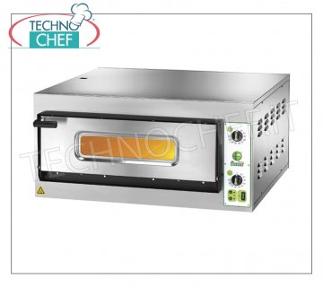 FIMAR - Horno pizzero eléctrico, para 4 pizzas grandes, 1 cámara de 72x72 cm, mandos mecánicos, Sin PIRÓMETRO, mod. FYL4 HORNO ELÉCTRICO PARA PIZZA de 1 CÁMARA mm.720x720x140h, con PUERTA DE CRISTAL, vitrocerámica refractaria, 2 TERMOSTATOS REGULABLES para TOP y TOP, temperatura de +50° a +500 °C, Kw.6, Peso 86 Kg, dim.exterior mm. 1010x850x420h