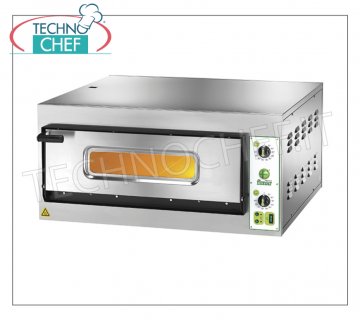 FIMAR - Horno pizzero eléctrico, para 6 pizzas grandes, 1 cámara de 72x108 cm, mandos mecánicos, sin PIRÓMETRO, mod. FYL6 HORNO ELÉCTRICO PARA PIZZA de 1 CÁMARA mm.720x1080x140h, con PUERTA DE CRISTAL, vitrocerámica refractaria, 2 TERMOSTATOS REGULABLES para TOP y TOP, temperatura de +50° a +500 °C, Peso 116 Kg, V.230/1 , kw 9, dimensiones exteriores mm.1010x1210x420h