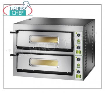 FIMAR - Horno pizzero eléctrico para 4+4 pizzas grandes, 2 cámaras independientes, sin PIRÓMETRO, mod. AF4+4 HORNO ELÉCTRICO PARA PIZZA para 4+4 pizzas grandes, 2 cámaras independientes de mm.720x720x140h, encimera refractaria, 4 TERMOSTATOS REGULABLES para TOP y TOP, temperatura de +50° a +500 °C, V.230/1, Kw. 6, Peso 146 Kg, dimensiones exteriores mm.1010x850x420h