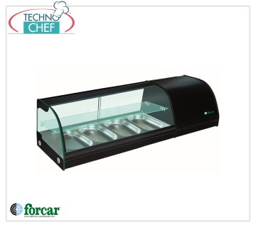 Forcar - Vitrina refrigerada para Sushi, 2 estantes, capacidad 4 recipientes GN 1/3 h 40 mm, mod.G-TS1200