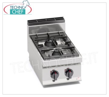 TECHNOCHEF - COCINA A GAS 2 FUEGOS TOP, Kw.14,00, Mod.G7F2BP COCINA SUPERIOR A GAS 2 FUEGOS, BERTO'S, Línea MACROS 700, Serie MAX POWER, potencia térmica Kw.14,00, Peso 27 Kg, dim.mm.400x700x290h