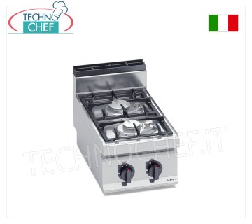 TECHNOCHEF - ESTUFA A GAS 2 QUEMADORES TOP, Kw.9,5, Mod.G7F2BPW ESTUFA A GAS 2 QUEMADORES ENCIMERA, BERTO'S, Línea MACROS 700, Serie ECO POWER, Potencia térmica Kw.9,5, Peso 21 Kg, dim.mm.400x700x290h