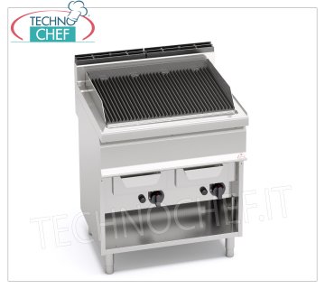 TECHNOCHEF - GRILL DE VAPOR DE GAS, Módulo DOBLE sobre MUEBLE ABIERTO, Mod.G7WG80M GRILL A GAS VAPOR-AGUA, BERTOS, Línea MACROS 700, Serie WATER GRILL, DOBLE módulo sobre MUEBLE ABIERTO con ZONA DE COCCIÓN 700x515 mm, potencia térmica 18,00 kW, peso 85 Kg, dim.800x700x900h mm