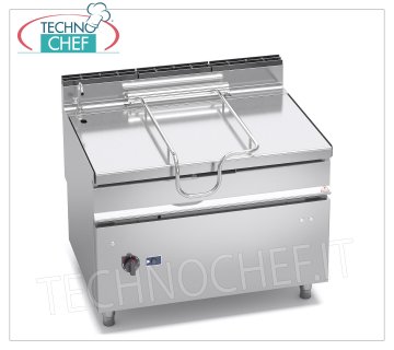 Technochef - Sartén a Gas, Volteo Motorizado, Capacidad lt.120, Mod.G9BR12/I+RM Sartén basculante a gas, BERTOS, Línea MAXIMA 900, Serie MAXI-120, con depósito de acero inoxidable de 120 Lt., basculante motorizado, Potencia térmica Kw.30, Peso 230 Kg, dim.mm.1200x900x900h