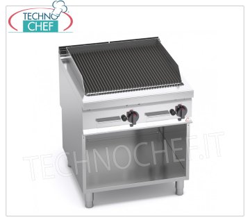 TECHNOCHEF - PARRILLA A GAS DE PIEDRA DE LAVA, DOBLE módulo en COMPARTIMENTO ABIERTO, Mod.G9PL80M/G PARRILLA A GAS DE PIEDRA DE LAVA, BERTO'S, Línea MAXIMA 900, Serie COMFORT POWER, DOBLE módulo en COMPARTIMENTO ABIERTO con ZONA DE COCCIÓN 760x700 mm, CONTROLES INDEPENDIENTES, potencia térmica Kw.18,00, Peso 100 Kg, dim.mm.800x900x900h