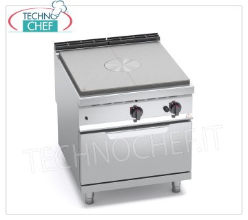 TECHNOCHEF - COCINA SOLIDA A GAS sobre HORNO A GAS GN 2/1, mod. G9TP+FG COCINA SOLIDA A GAS sobre HORNO A GAS GN 2/1, línea BERTOS MAXIMA 900, Serie HIGH POWER, potencia térmica Kw. 20,8, peso 198 kg, dim.mm.800x900x900h