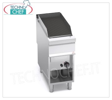 TECHNOCHEF - PARRILLA A GAS VAPOR-AGUA, 1 módulo sobre MUEBLE ABIERTO, Mod.G9WG40M GRILL A GAS VAPOR-AGUA, BERTOS, línea MAXIMA 900, serie WATER GRILL, 1 módulo sobre MUEBLE ABIERTO con ZONA DE COCCIÓN 350x630 mm, potencia térmica 12,00 kW, peso 60 kg, dim.400x900x900hmm