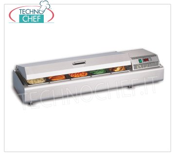 Technochef - VITRINA REFRIGERADA PARA MOSTRADOR con TAPA CURVA DE ACERO INOXIDABLE, temp.+2°/+10°C Vitrina refrigerada de sobre encimera con tapa curvada de acero inoxidable, capacidad recipiente: todos los formatos GN - H máx 100 mm, temperatura +2°/+10°C, refrigeración estática, V.230/1, Kw.0,13, Peso 40 Kg, dim .mm.1023x380x238h