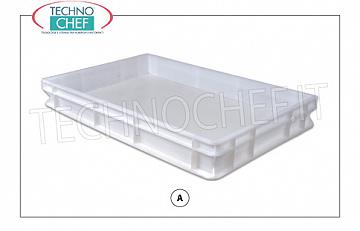 Cajas / recipiente para panes de masa para pizza, dim cm 60x40x7h Caja para pan pizza apilable, en polietileno alimentario, medidas mm 600x400x70h