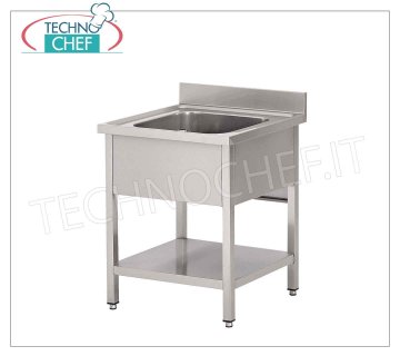 Fregadero profesional de acero inoxidable de 1 seno sin escurridor, Linea 700