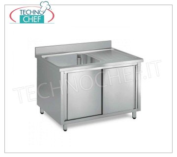 Fregadero profesional de acero inoxidable con 1 seno y escurridor a la derecha, Linea 700