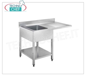 Fregadero profesional de acero inoxidable de 1 seno, 1 escurridor voladizo a la derecha, Linea 700