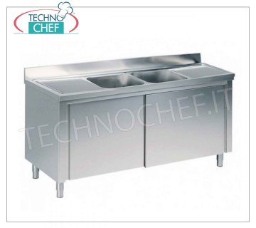 Fregadero profesional de acero inoxidable de 2 senos y 2 escurridores, línea 700