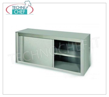 Mueble alto de acero inoxidable con puertas correderas y balda intermedia Mueble alto en acero inoxidable Aisi 304 con puertas correderas y balda intermedia, dimensiones mm.1000x400x650h