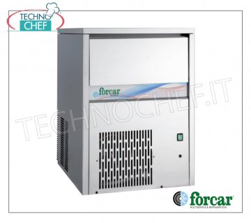 FORCAR - FABRICADOR DE HIELO en CUBOS COMPLETOS, rendimiento 40 kg/24 horas, almacenamiento 15 kg, Profesional Máquina de hielo en cubitos, capacidad de almacenamiento de 15 kg, exterior de acero inoxidable