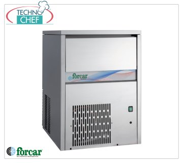 FORCAR - FABRICADOR DE HIELO en CUBOS COMPLETOS, Rendimiento 60 Kg/24 horas, ALMACENAMIENTO 40 kg, Profesional Fabricador de hielo en cubitos, rendimiento 60 Kg/24 horas, almacenamiento 40 Kg, exterior de acero inoxidable, versión refrigerada por aire, V 230/1, Kw 0,78, dimensiones mm 740x605x915h