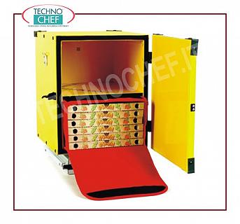 Caja de pizza isotérmica Caja de pizza con repisa para dos bolsas térmicas, con aislamiento térmico, capacidad para 10 cajas de 400 mm o 2 bolsas térmicas cod. GIBTD3320, tenue. mm 470x470x520h