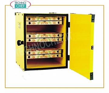 Caja de pizza isotérmica Caja de pizza con guías de cartón, con aislamiento térmico, capacidad de 12 cajas de 330 mm, tenue. 410x410x520h mm