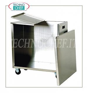 Tolvas sobre ruedas para harina y azucar Tolva con ruedas para harina en acero inoxidable, apertura frontal del obturador para la inserción de 2 bolsas de 25 kg, tenue. 380x720x760h