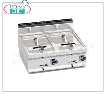 TECHNOCHEF - FREIDORA A GAS DE SOBREMESA, 2 cubas de lt.10+10, Mod.GL10+10B FREIDORA A GAS DE SOBREMESA, BERTOS, Línea MACROS 700, Serie TURBO, 2 cubas independientes de 10+10 lt., potencia térmica 13,8 Kw, Peso 41 Kg, dim.mm.800x700x290h