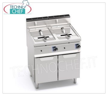 TECHNOCHEF - FREIDORA A GAS MÓVIL, 2 depósitos de 10+10 lt, Mod.GL10+10M FREIDORA A GAS MÓVIL, BERTOS, Línea MACROS 700, Serie TURBO, 2 depósitos independientes de 10+10 litros, Potencia térmica 13,8 Kw, Peso 56 Kg, dim.mm.800x700x900h