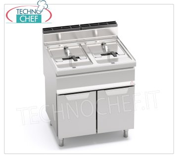 TECHNOCHEF - FREIDORA A GAS SOBRE ARMARIO, 2 cubas de lt.15+15, Mod.GL15+15M FREIDORA A GAS sobre ARMARIO, BERTOS, Línea MACROS, Serie TURBO, 2 depósitos independientes de 15+15 lt., potencia térmica 25,4 Kw, Peso 60 Kg, dim.mm.800x700x900h