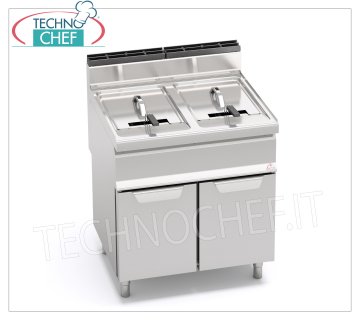 TECHNOCHEF - FREIDORA A GAS SOBRE ARMARIO, 2 cubas de lt.20+20, Mod.GL20+20M FREIDORA A GAS SOBRE ARMARIO, BERTOS, Línea MACROS 700, Serie TURBO, 2 depósitos independientes de lt.20+20, potencia térmica 33,00 Kw, Peso 63 Kg, dim.mm.800x700x900h
